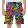 Colorful Zebra Leopard Pattern Print Men's Beach Shorts