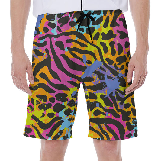 Colorful Zebra Leopard Pattern Print Men's Beach Shorts