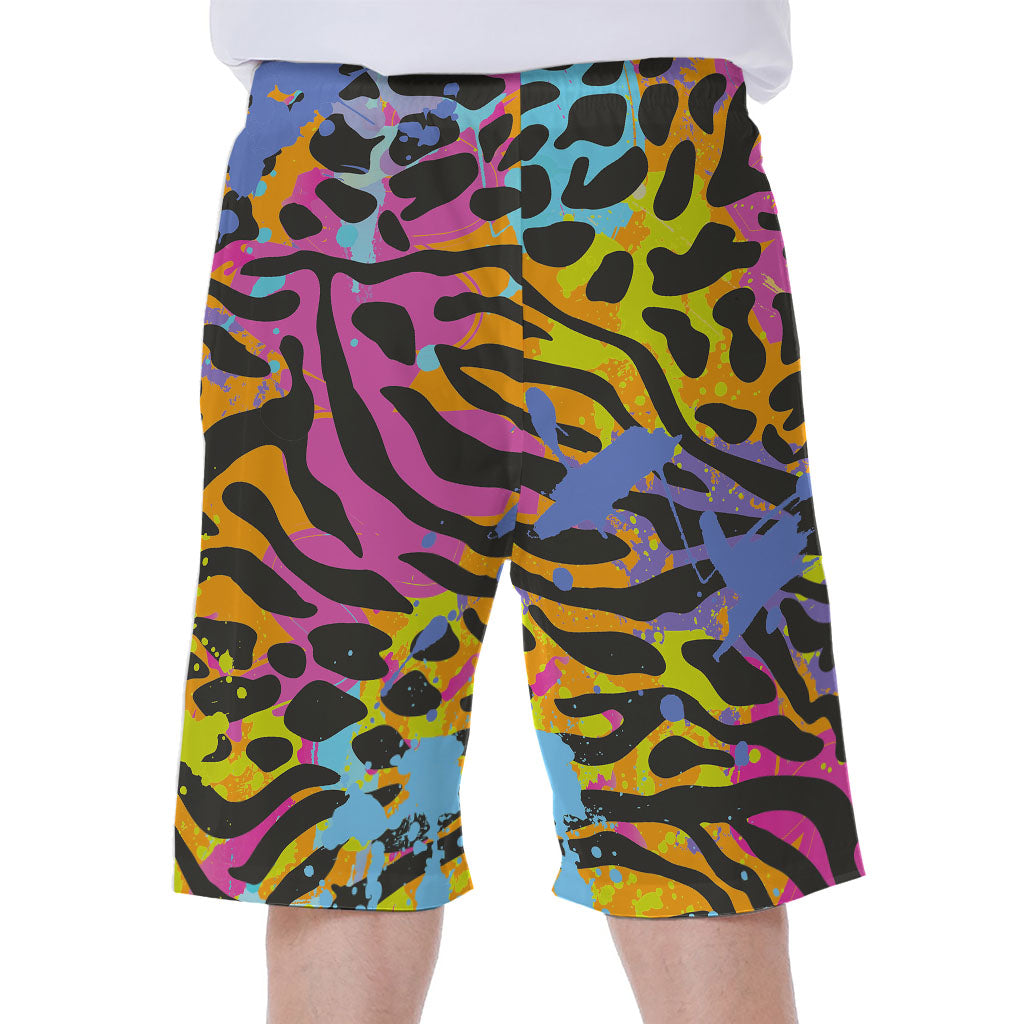 Colorful Zebra Leopard Pattern Print Men's Beach Shorts