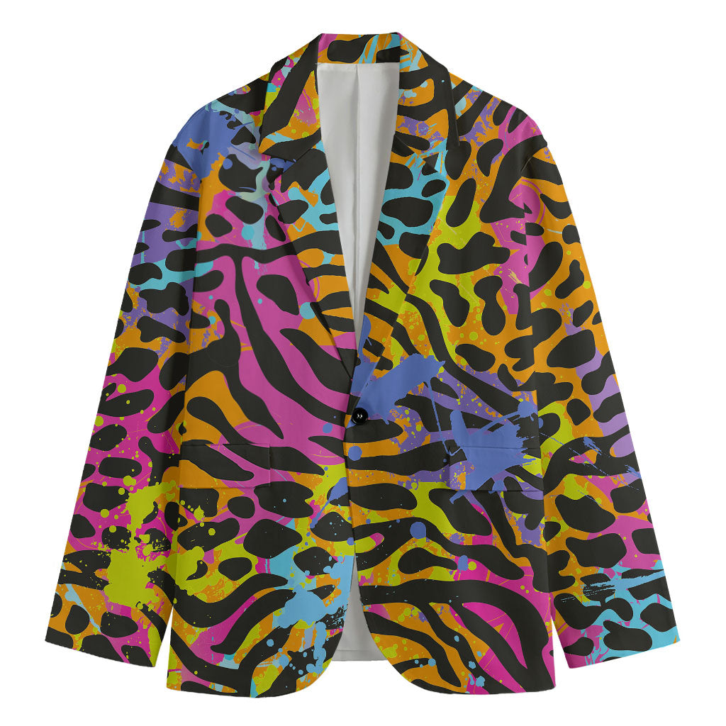 Colorful Zebra Leopard Pattern Print Men's Blazer