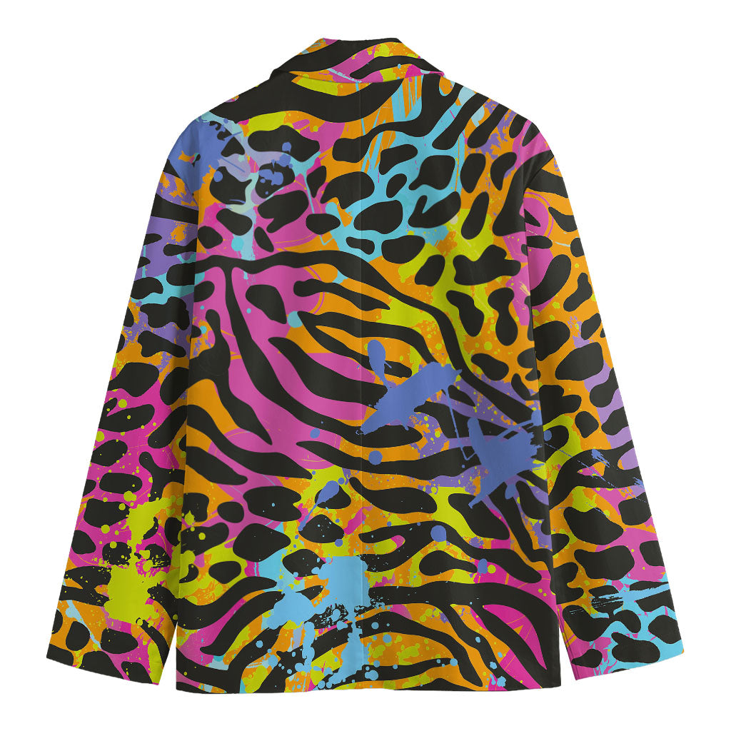 Colorful Zebra Leopard Pattern Print Men's Blazer