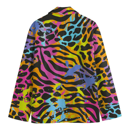 Colorful Zebra Leopard Pattern Print Men's Blazer