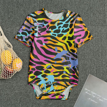 Colorful Zebra Leopard Pattern Print Men's Bodysuit