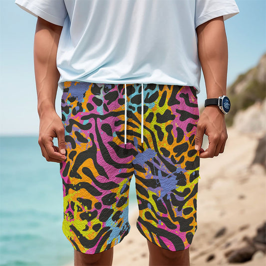 Colorful Zebra Leopard Pattern Print Men's Cargo Shorts