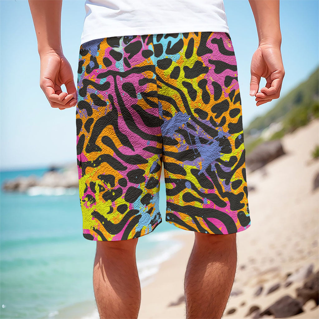 Colorful Zebra Leopard Pattern Print Men's Cargo Shorts