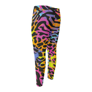 Colorful Zebra Leopard Pattern Print Men's Compression Pants