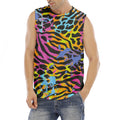 Colorful Zebra Leopard Pattern Print Men's Fitness Tank Top