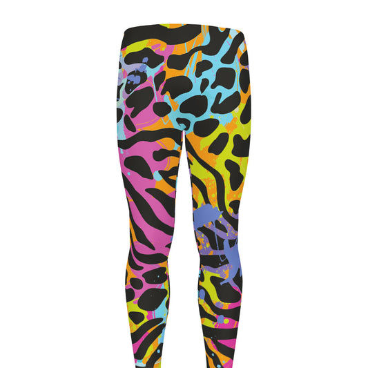 Colorful Zebra Leopard Pattern Print Men's leggings