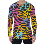 Colorful Zebra Leopard Pattern Print Men's Long Sleeve T-Shirt