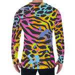 Colorful Zebra Leopard Pattern Print Men's Long Sleeve T-Shirt