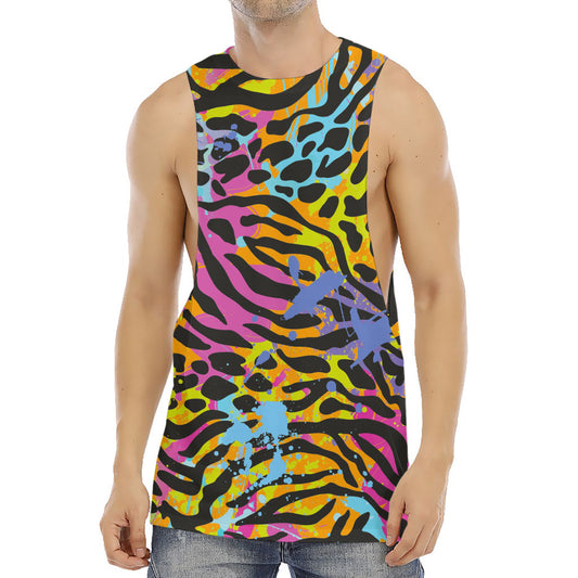 Colorful Zebra Leopard Pattern Print Men's Muscle Tank Top