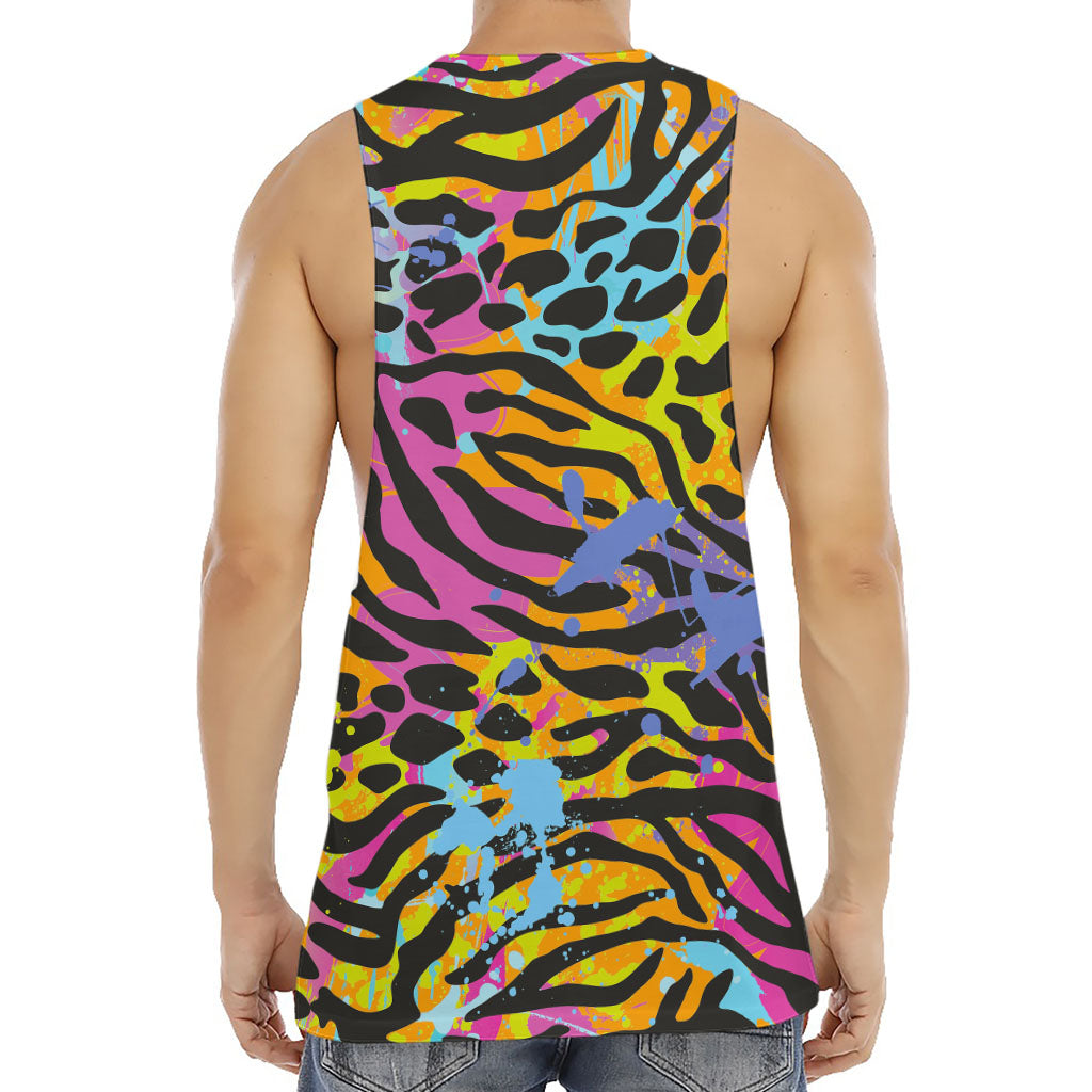 Colorful Zebra Leopard Pattern Print Men's Muscle Tank Top