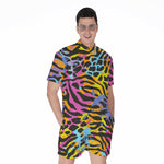 Colorful Zebra Leopard Pattern Print Men's Rompers