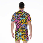 Colorful Zebra Leopard Pattern Print Men's Rompers