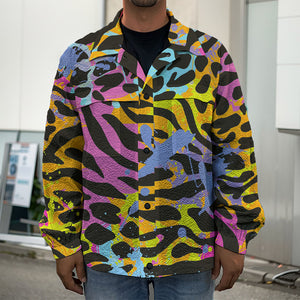 Colorful Zebra Leopard Pattern Print Men's Shirt Jacket