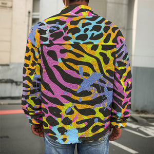 Colorful Zebra Leopard Pattern Print Men's Shirt Jacket