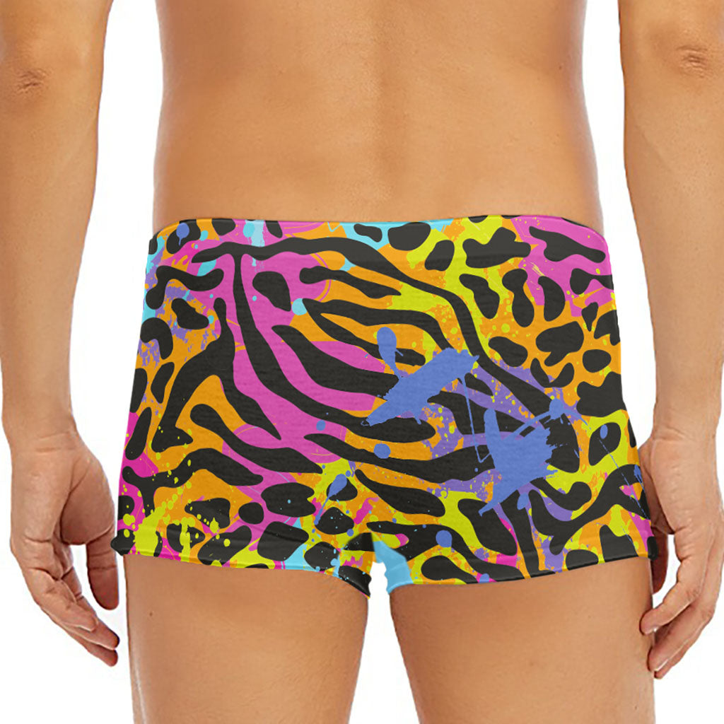 Colorful Zebra Leopard Pattern Print Men's Short Boxer Briefs