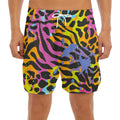 Colorful Zebra Leopard Pattern Print Men's Split Running Shorts