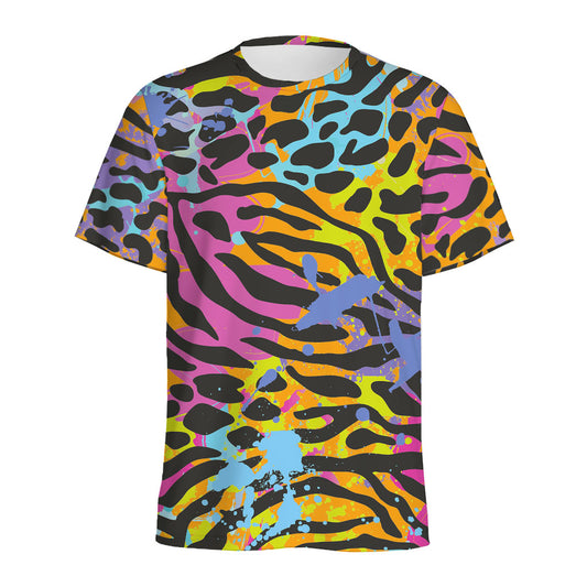 Colorful Zebra Leopard Pattern Print Men's Sports T-Shirt