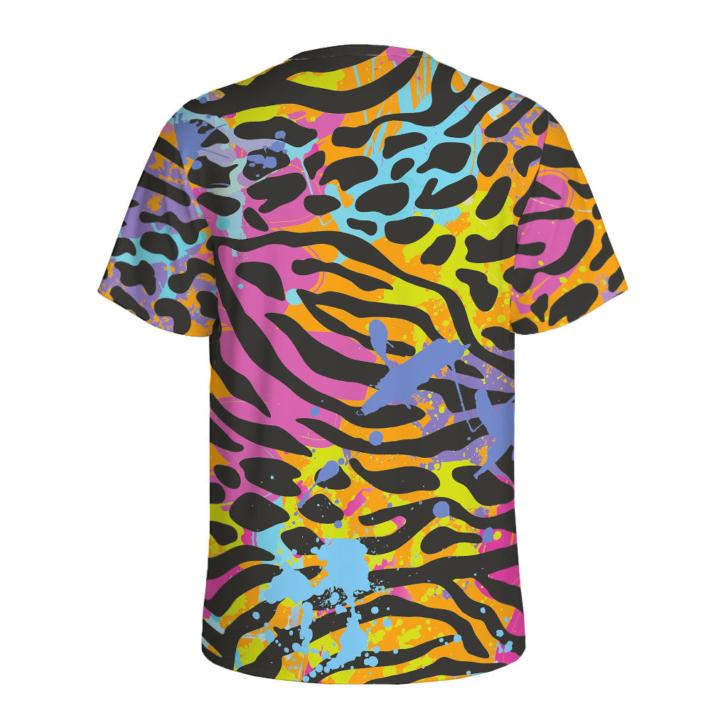 Colorful Zebra Leopard Pattern Print Men's Sports T-Shirt