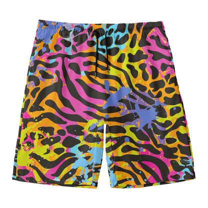 Colorful Zebra Leopard Pattern Print Men's Swim Trunks