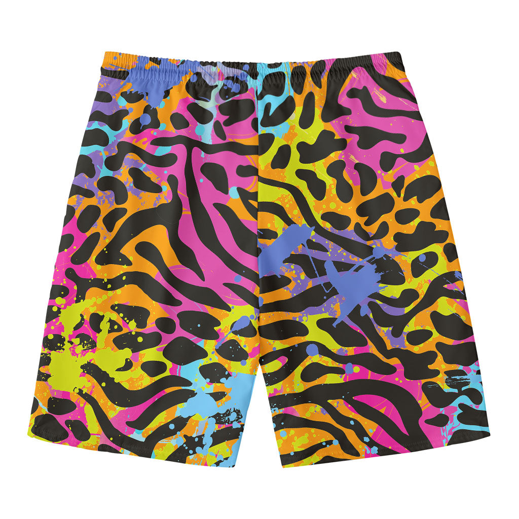 Colorful Zebra Leopard Pattern Print Men's Swim Trunks