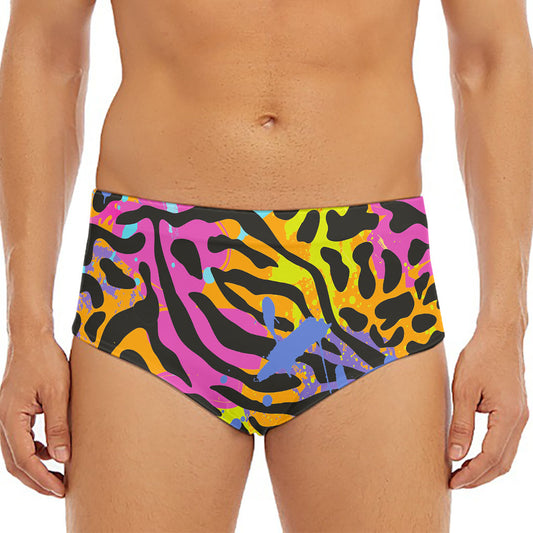 Colorful Zebra Leopard Pattern Print Men's Triangle Swim Briefs