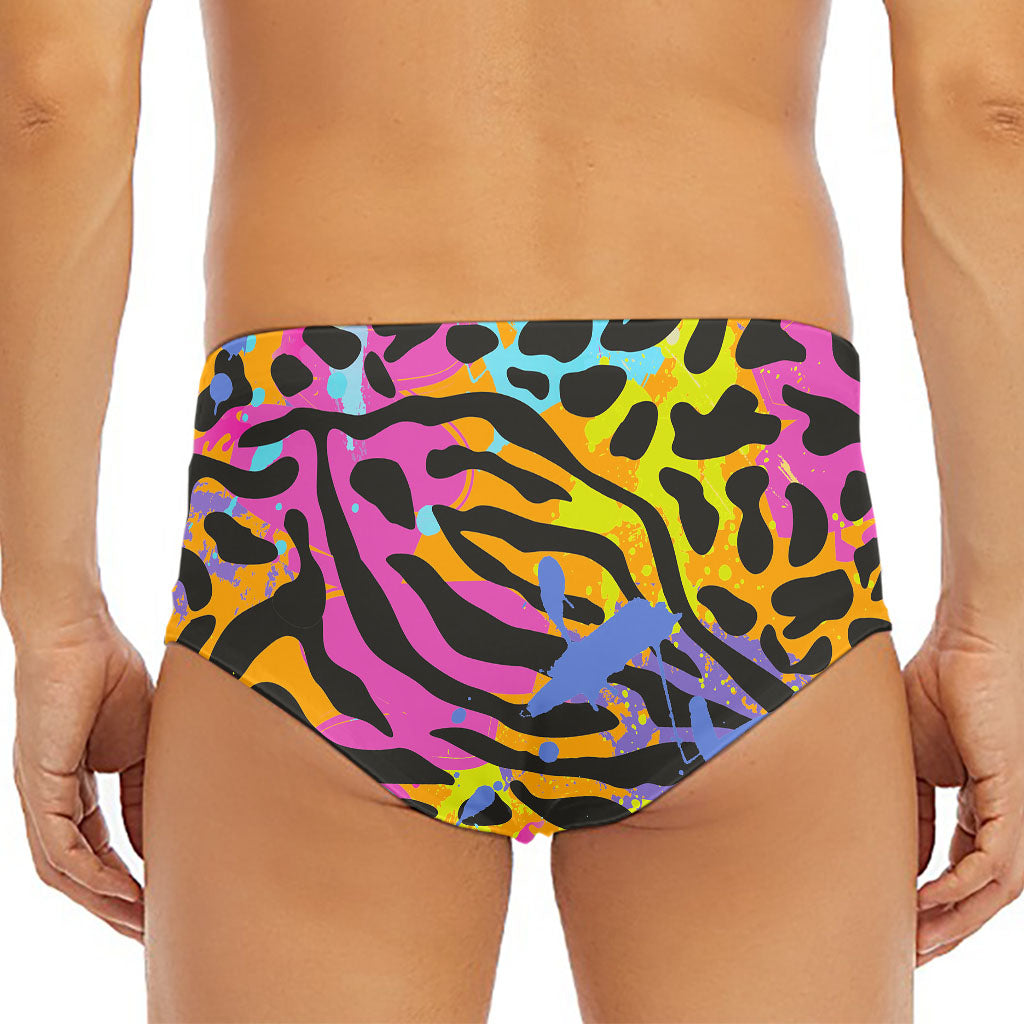 Colorful Zebra Leopard Pattern Print Men's Triangle Swim Briefs