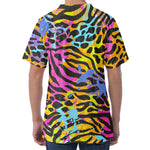 Colorful Zebra Leopard Pattern Print Men's Velvet T-Shirt