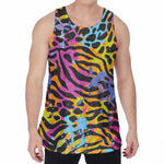 Colorful Zebra Leopard Pattern Print Men's Velvet Tank Top