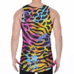 Colorful Zebra Leopard Pattern Print Men's Velvet Tank Top