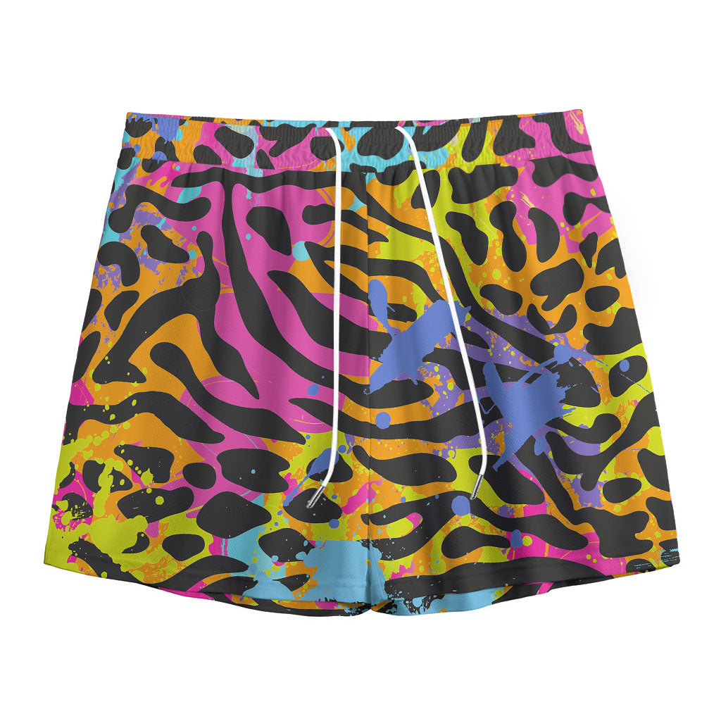 Colorful Zebra Leopard Pattern Print Mesh Shorts