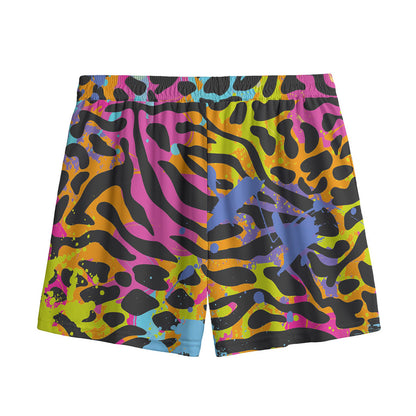 Colorful Zebra Leopard Pattern Print Mesh Shorts