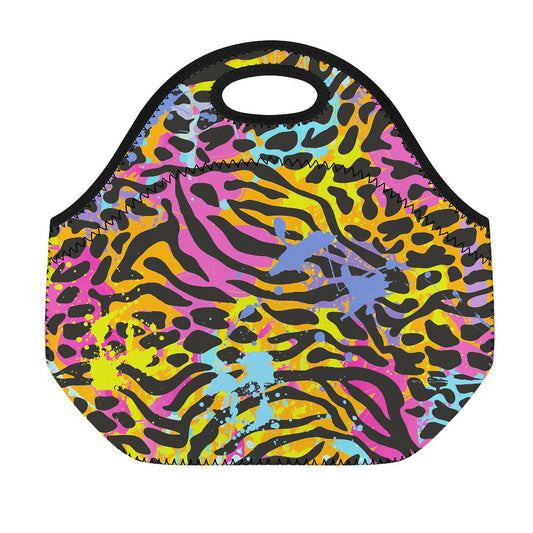 Colorful Zebra Leopard Pattern Print Neoprene Lunch Bag
