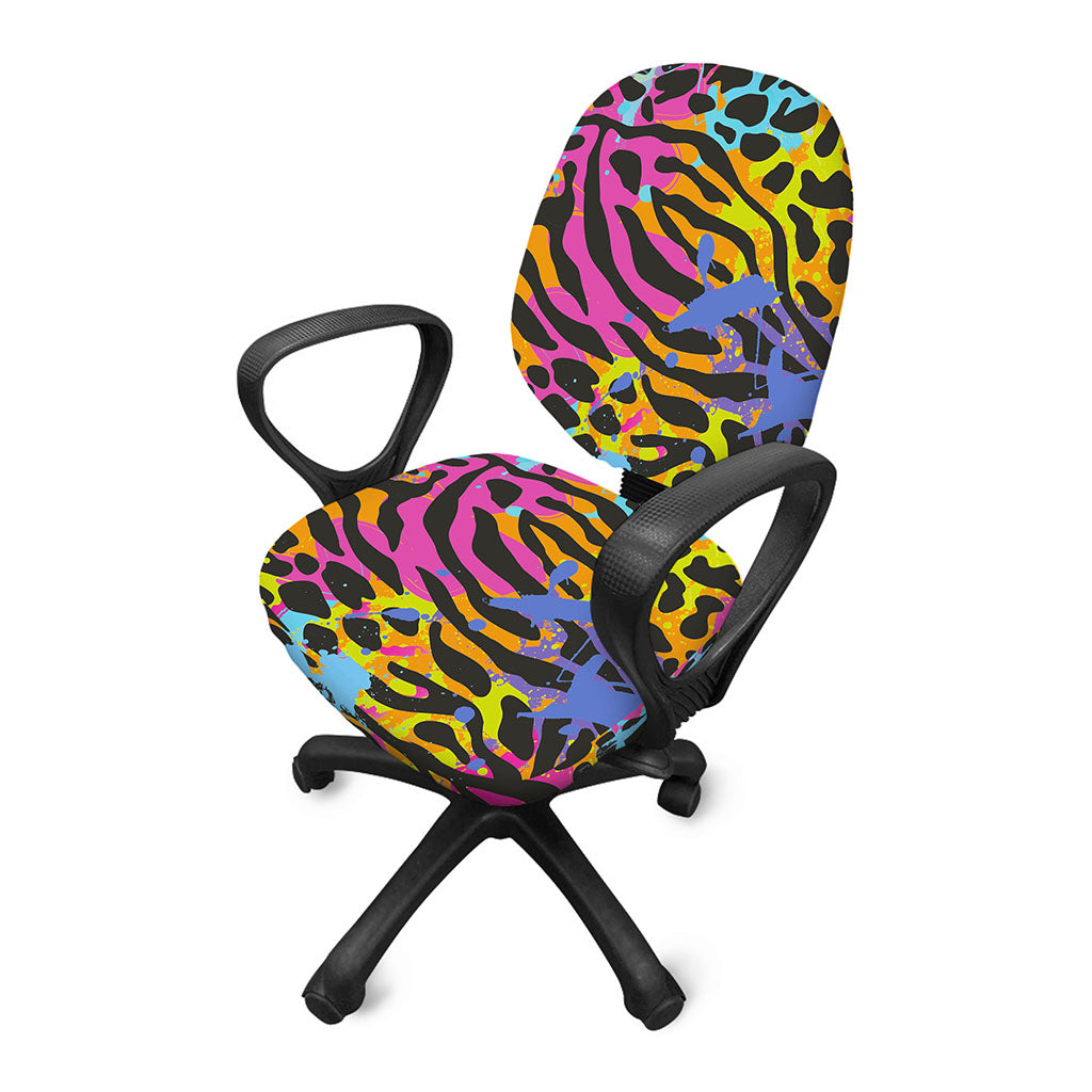 Colorful Zebra Leopard Pattern Print Office Chair Cover