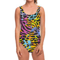 Colorful Zebra Leopard Pattern Print One Piece Swimsuit