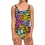 Colorful Zebra Leopard Pattern Print One Piece Swimsuit