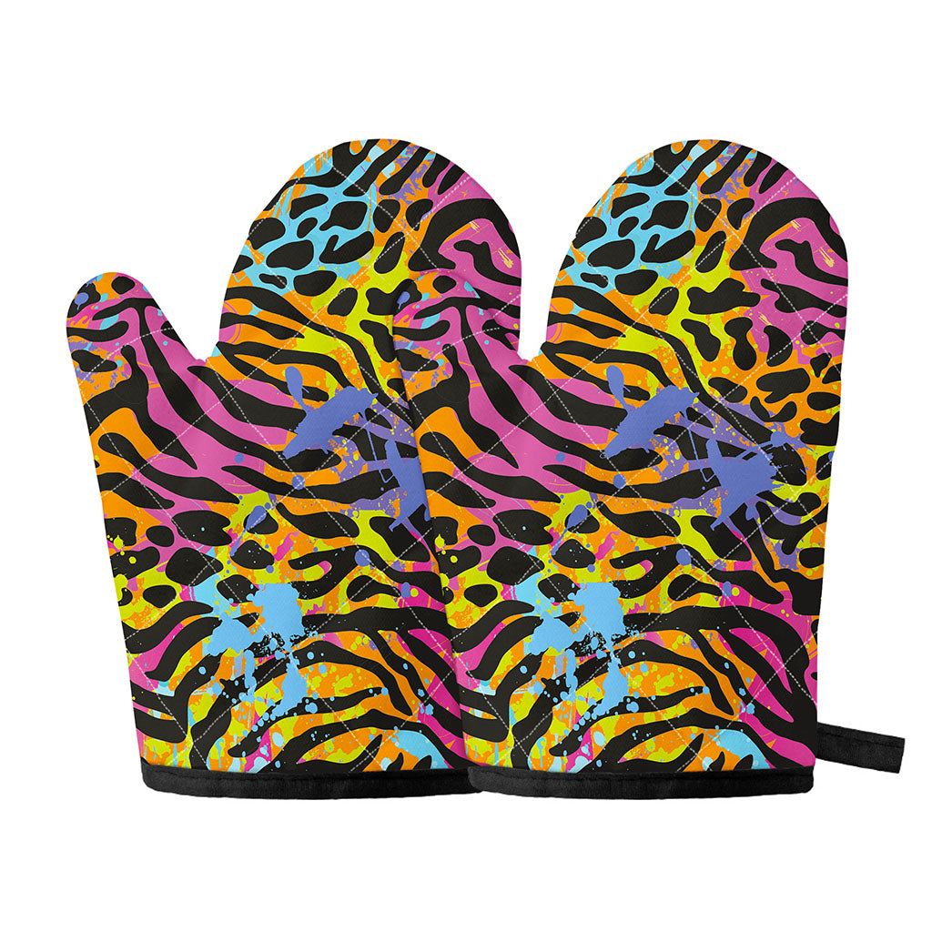 Colorful Zebra Leopard Pattern Print Oven Mitts