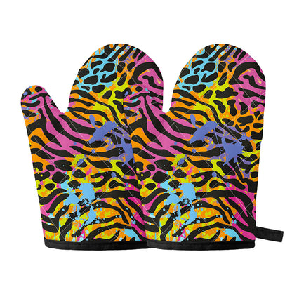 Colorful Zebra Leopard Pattern Print Oven Mitts