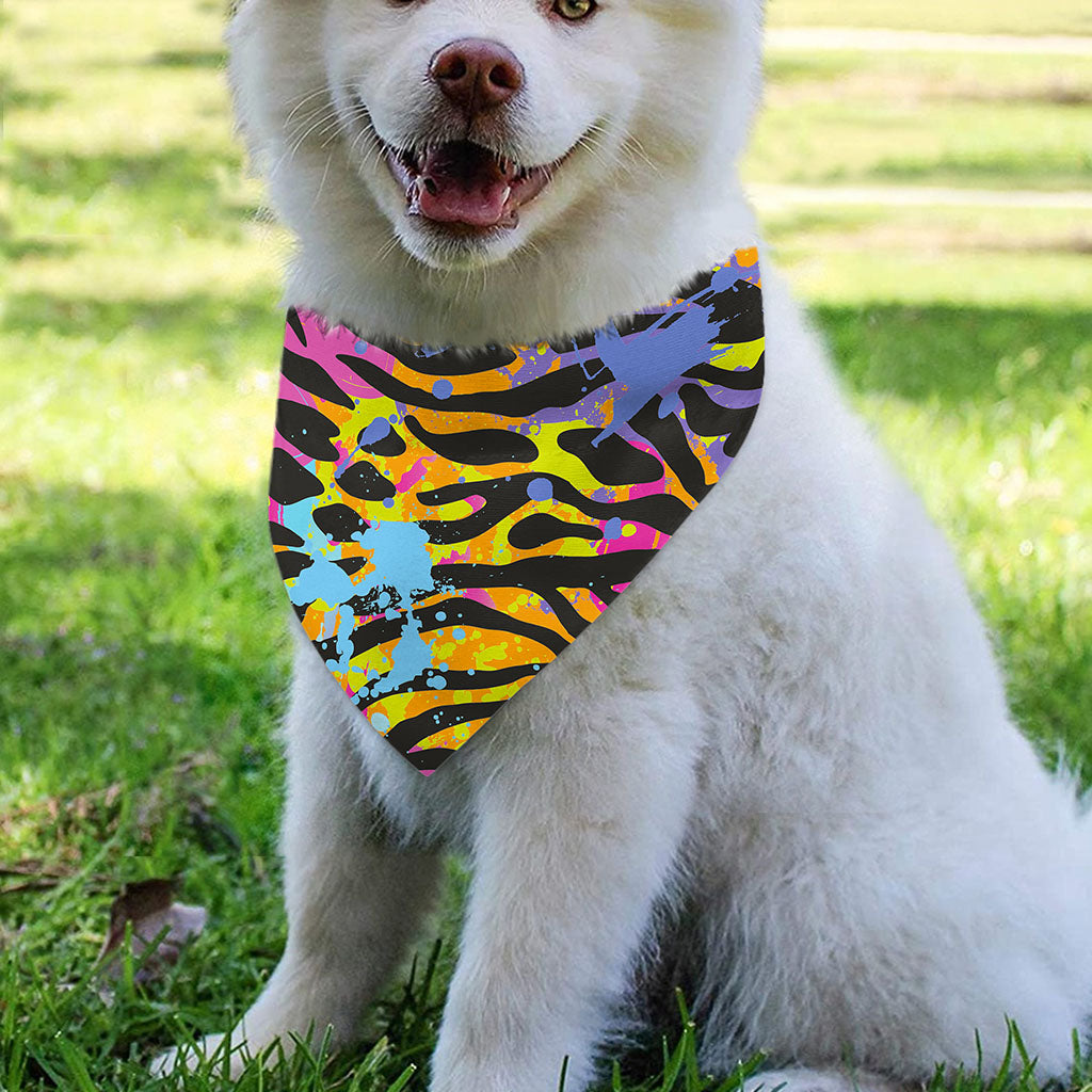 Colorful Zebra Leopard Pattern Print Over The Collar Dog Bandana