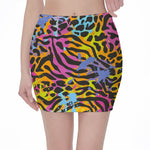 Colorful Zebra Leopard Pattern Print Pencil Mini Skirt