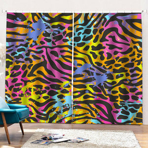 Colorful Zebra Leopard Pattern Print Pencil Pleat Curtains