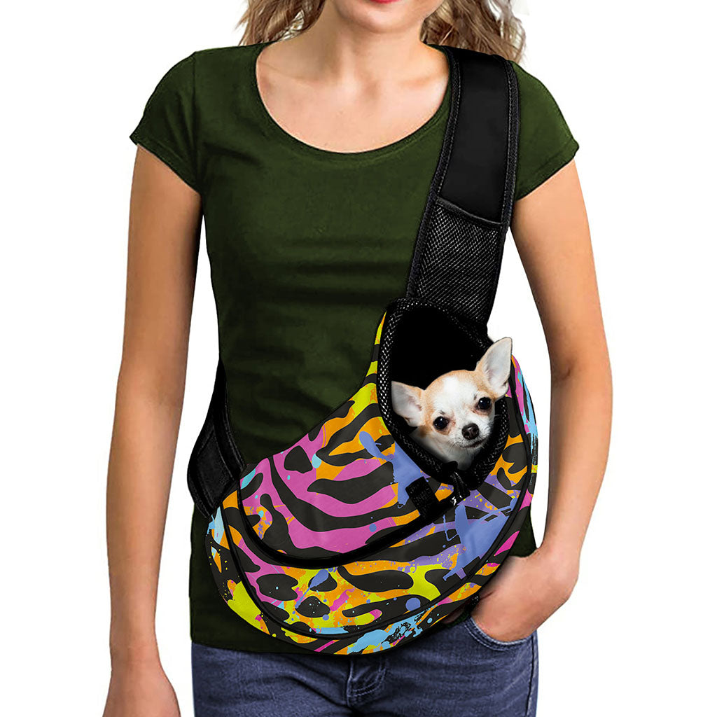 Colorful Zebra Leopard Pattern Print Pet Sling Carrier