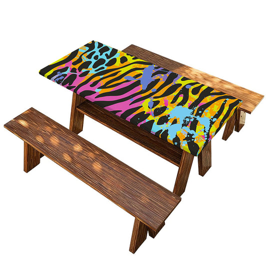Colorful Zebra Leopard Pattern Print Picnic Table Cover