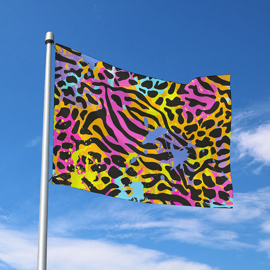 Colorful Zebra Leopard Pattern Print Polyester Flag