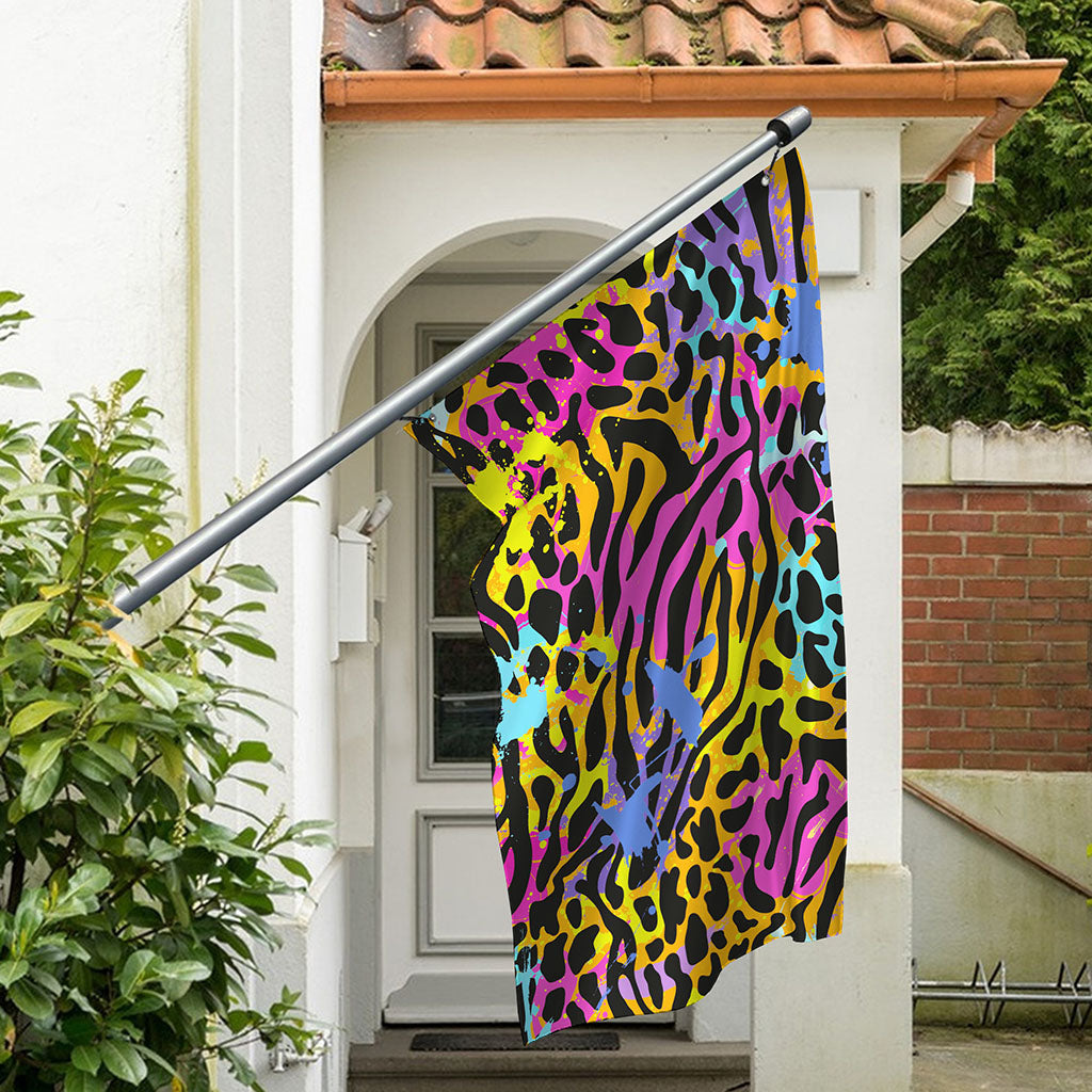 Colorful Zebra Leopard Pattern Print Polyester Flag