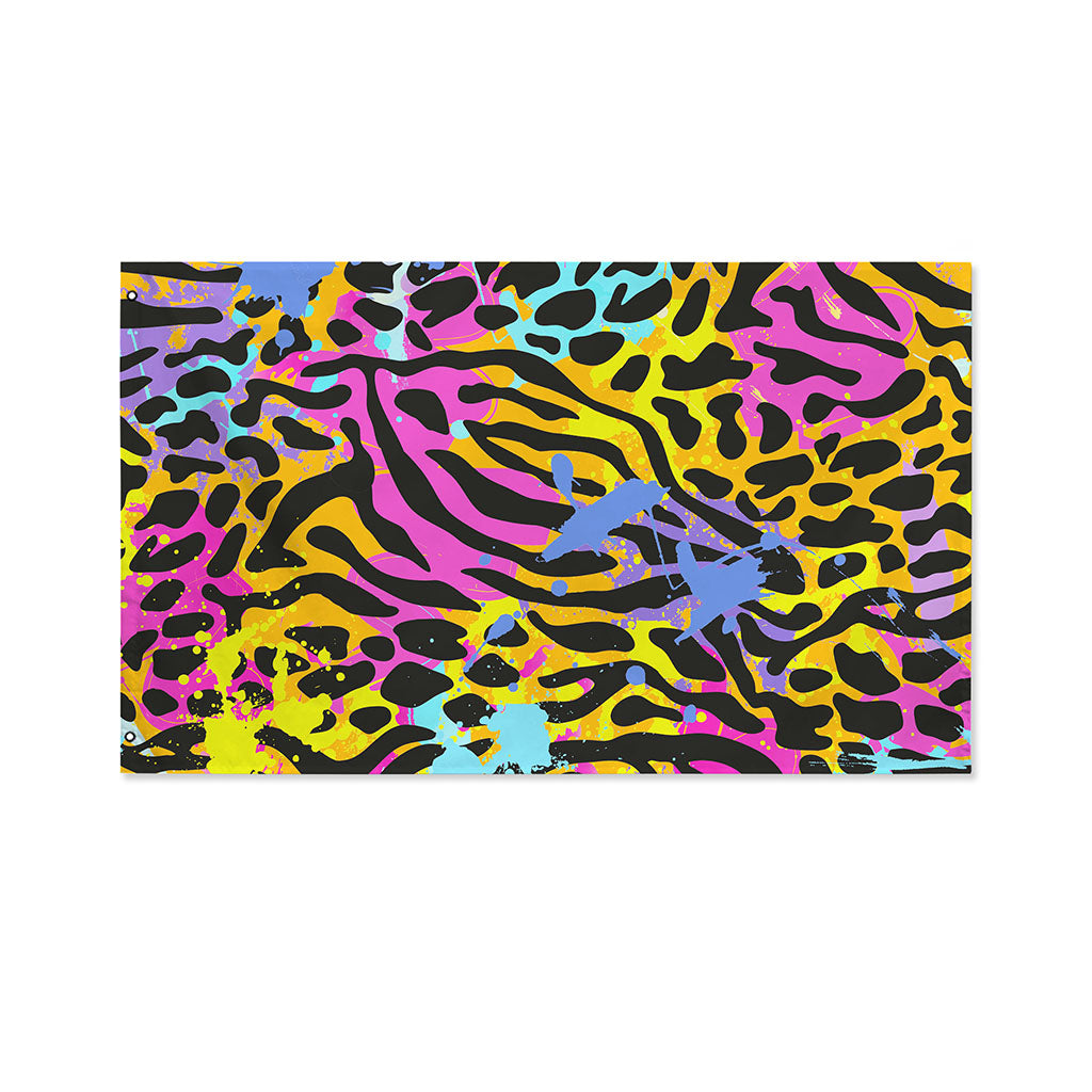 Colorful Zebra Leopard Pattern Print Polyester Flag