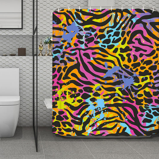 Colorful Zebra Leopard Pattern Print Polyester Shower Curtain