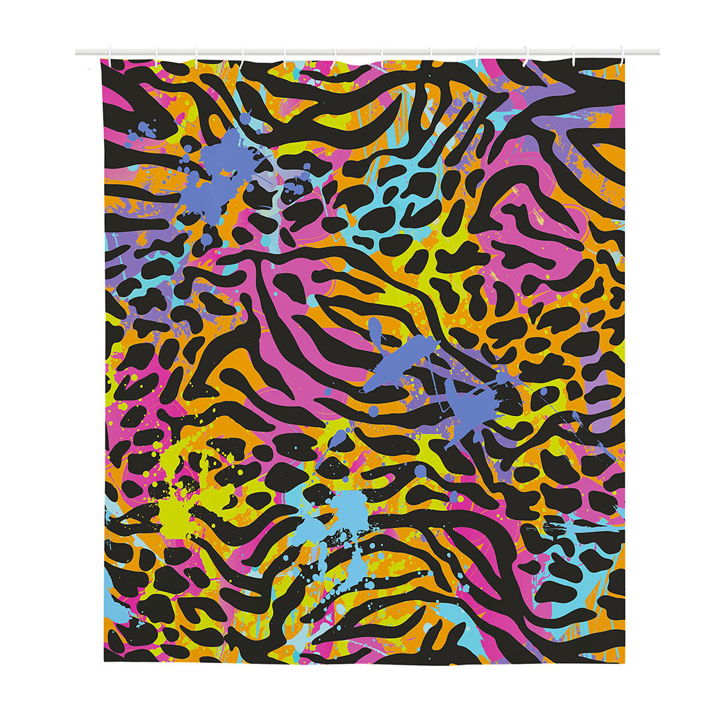 Colorful Zebra Leopard Pattern Print Polyester Shower Curtain