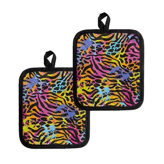 Colorful Zebra Leopard Pattern Print Pot Holders